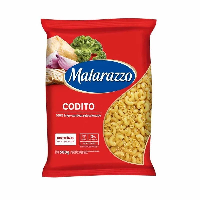 FIDEOS MATARAZZO CODITO RAYADO 500GR