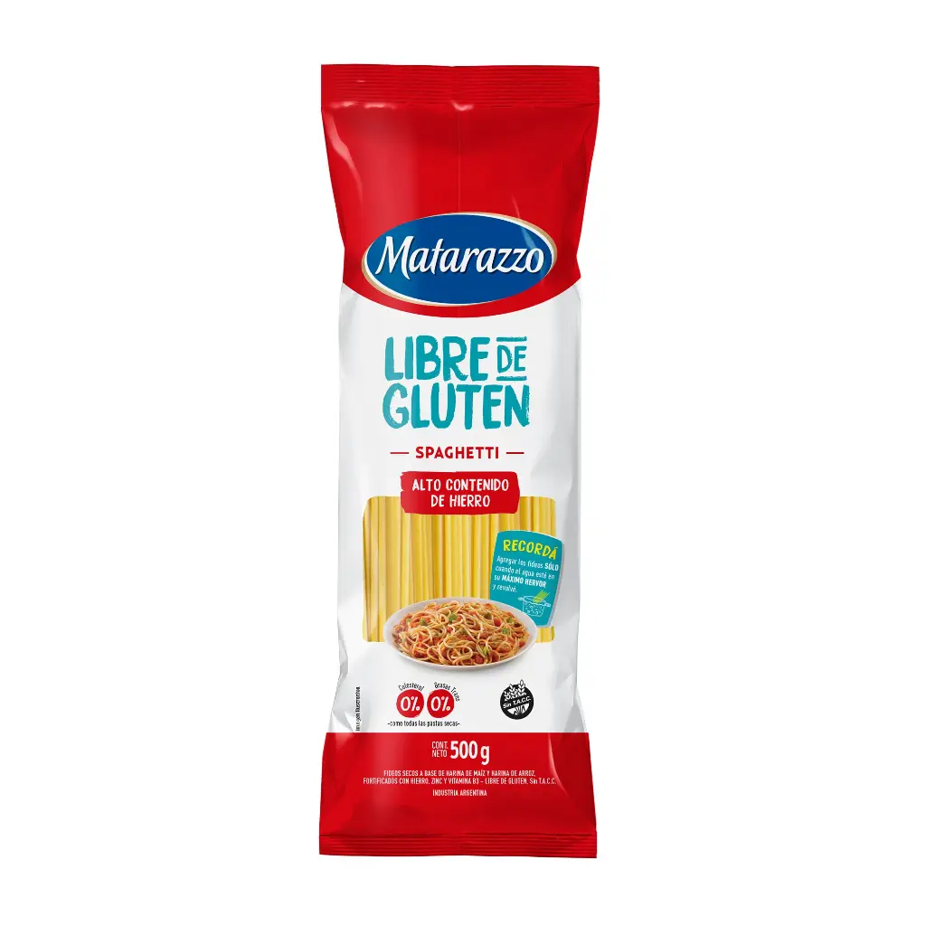 FIDEOS SPAGHETTI MATARAZZO LIBRE DE GLUTEN 500GR