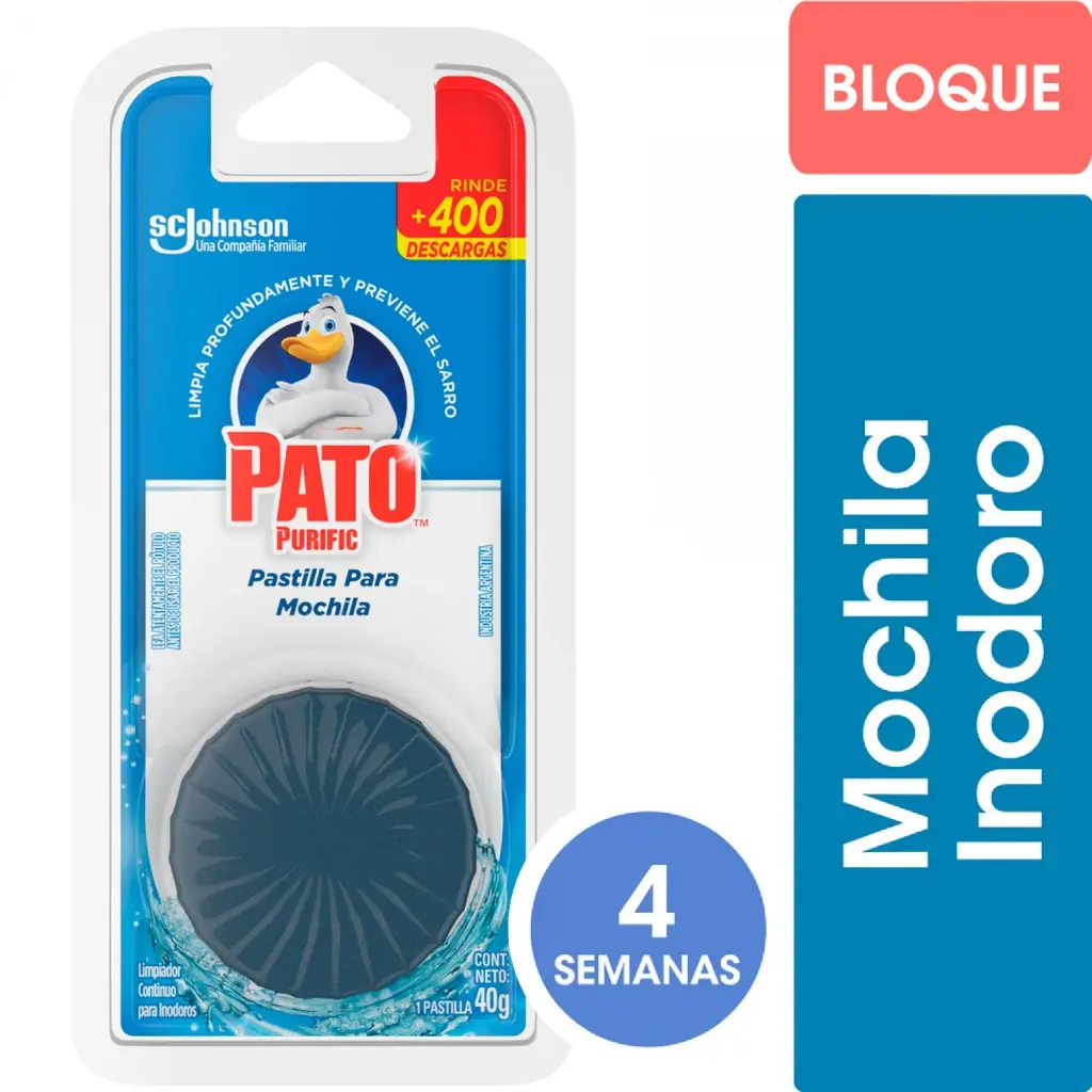 PASTILLA PARA MOCHILA DE BAÑO PATO PURIFIC AZUL