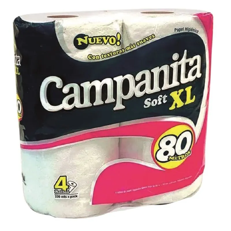PAPEL HIGIENICO CAMPANITA XL SOFT 4x80MTS