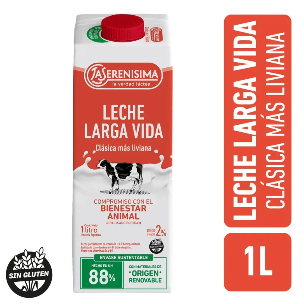 LECHE LA SERENISIMA 2% LIVIANA LARGA VIDA 1L