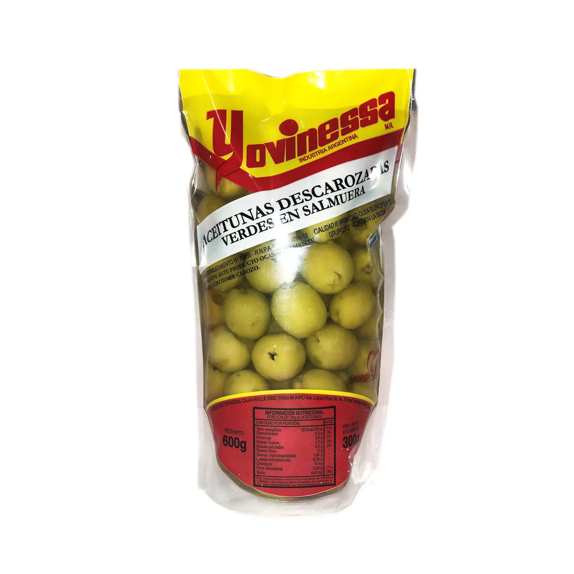 ACEITUNAS VERDES YOVINESSA DESCAROZADA 150GR