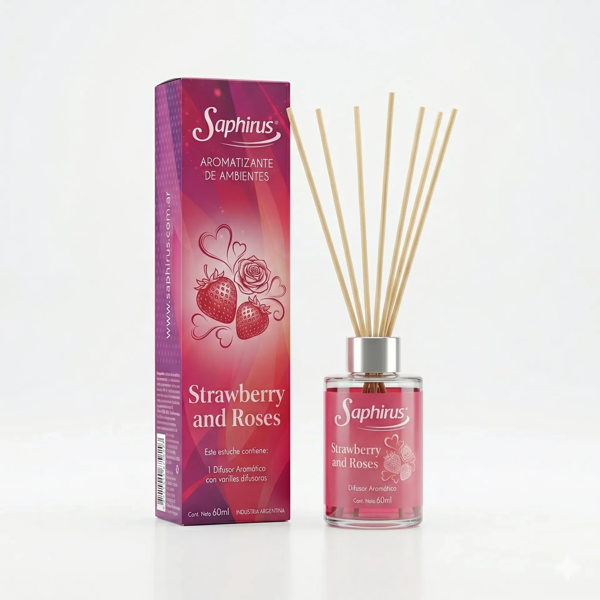 DIFUSOR AROMATICO SAPHIRUS STRAWBERRY AND ROSES 60ML