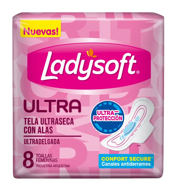 TOALLITA FEMENINA LADYSOFT ULTRA SECA CON ALAS 8UN