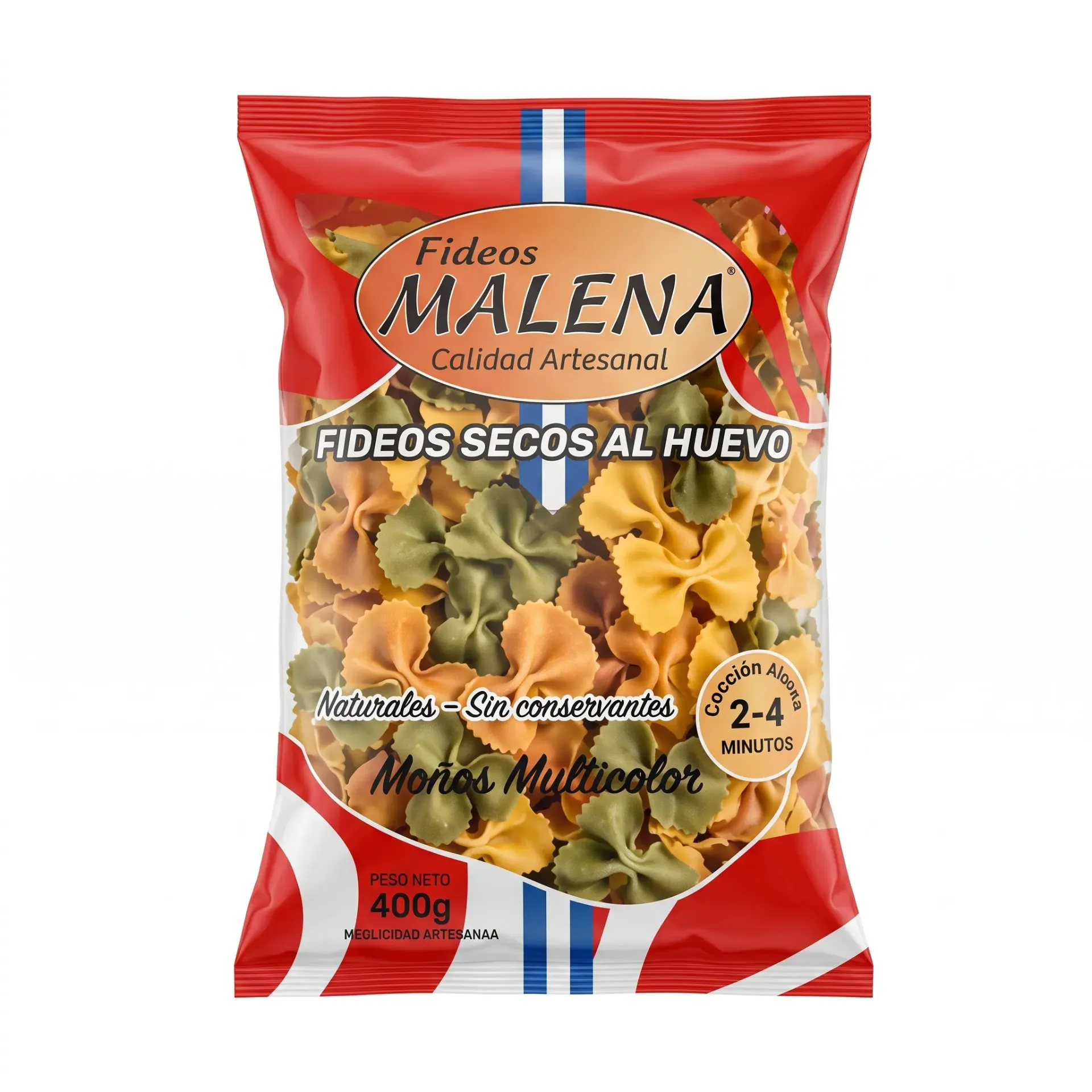 FIDEOS MALENA MOÑOS MULTICOLOR 400GR