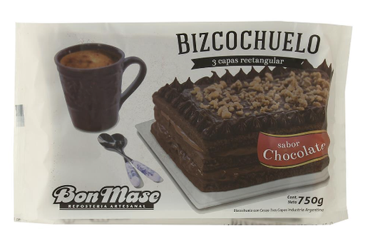 BIZCOCHUELO BON MASE 3 CAPAS CHOCOLATE 750GR
