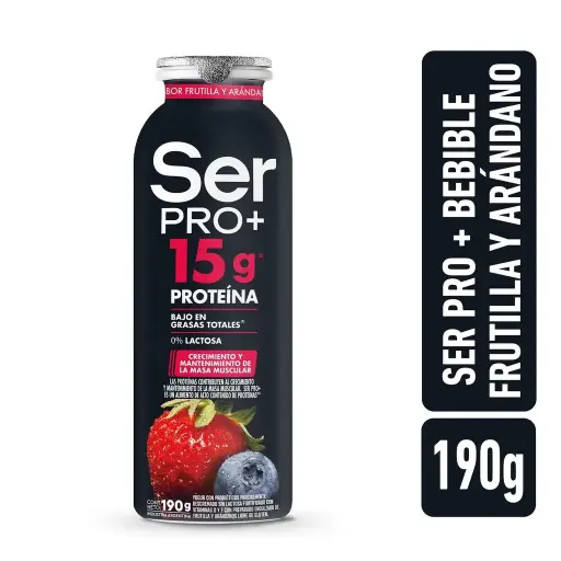 YOGUR SER PROTEINA PRO+ BEBIBLE FRUTILLA Y ARANDANOS 190GR