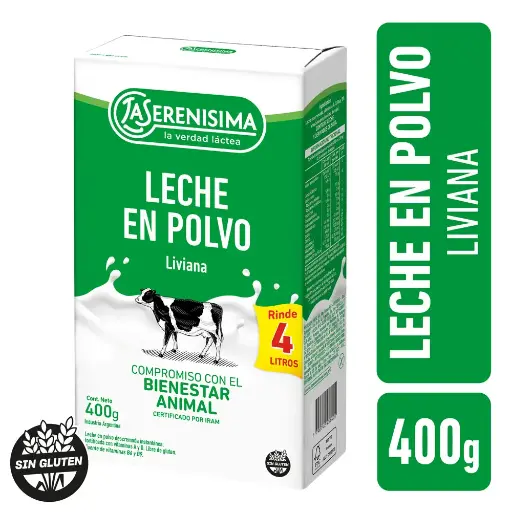 LECHE EN POLVO DESCREMADA LA SERENISIMA 400GR