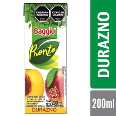 BAGGIO PRONTO DURAZNO 200ML