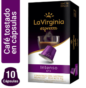 CAPSULAS DE CAFE LA VIRGINIA ESPRESSO INTENSO 10U
