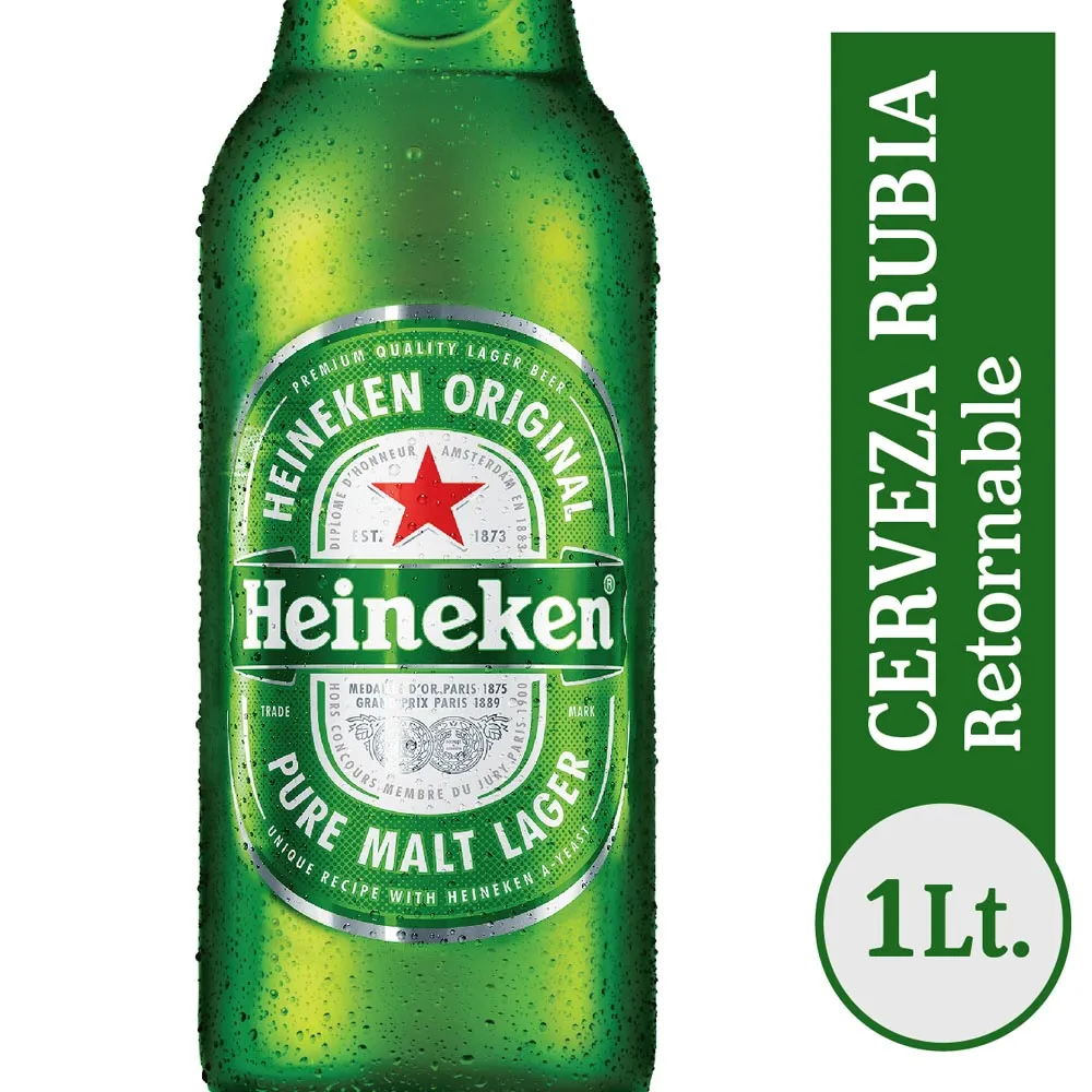 CERVEZA HEINEKEN BOTELLA RETORNABLE 1L