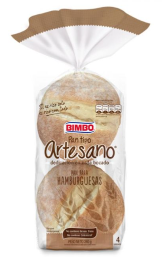 PAN DE HAMBURGUESA ARTESANO BIMBO 