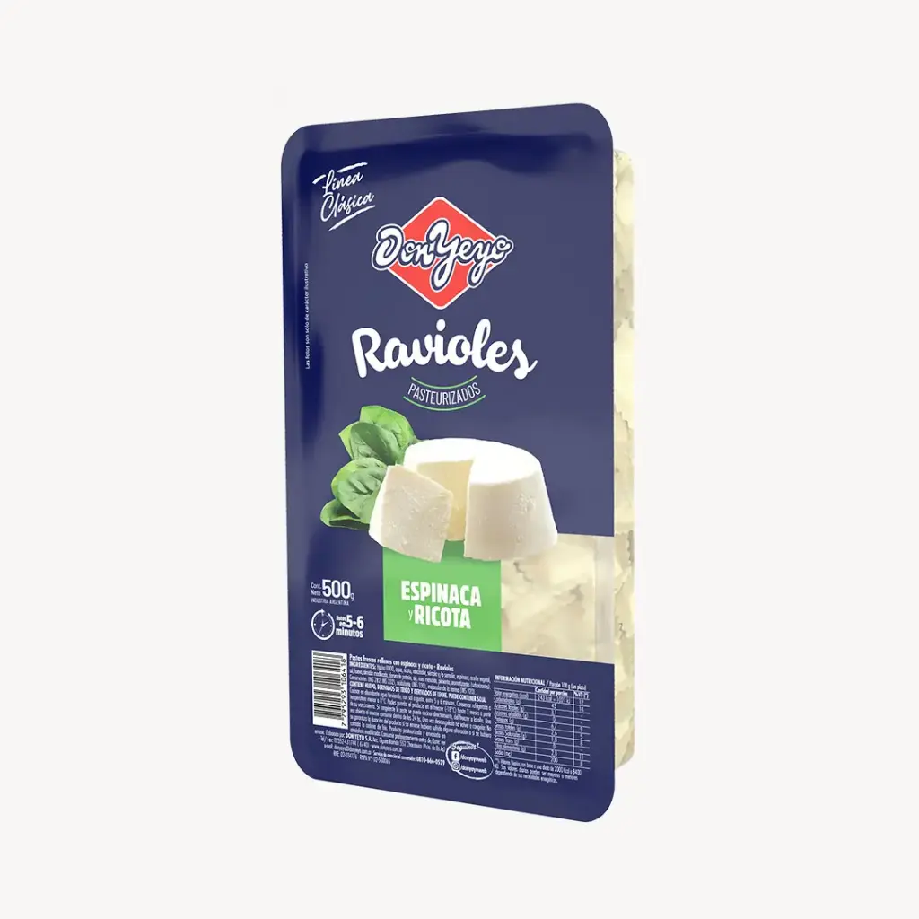 RAVIOLES DON YEYO ESPINACA Y RICOTA 500GR