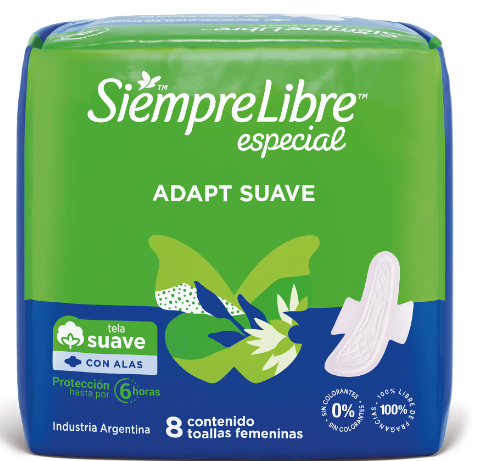 TOALLITAS FEMENINAS SIEMPRE LIBRE ADAPT SUAVE EPS. 8UN