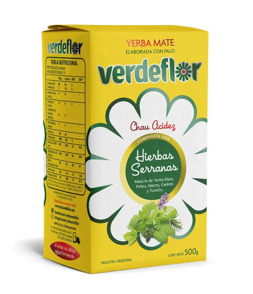 YERBA MATE VERDEFLOR HIERBAS SERRANAS 500G
