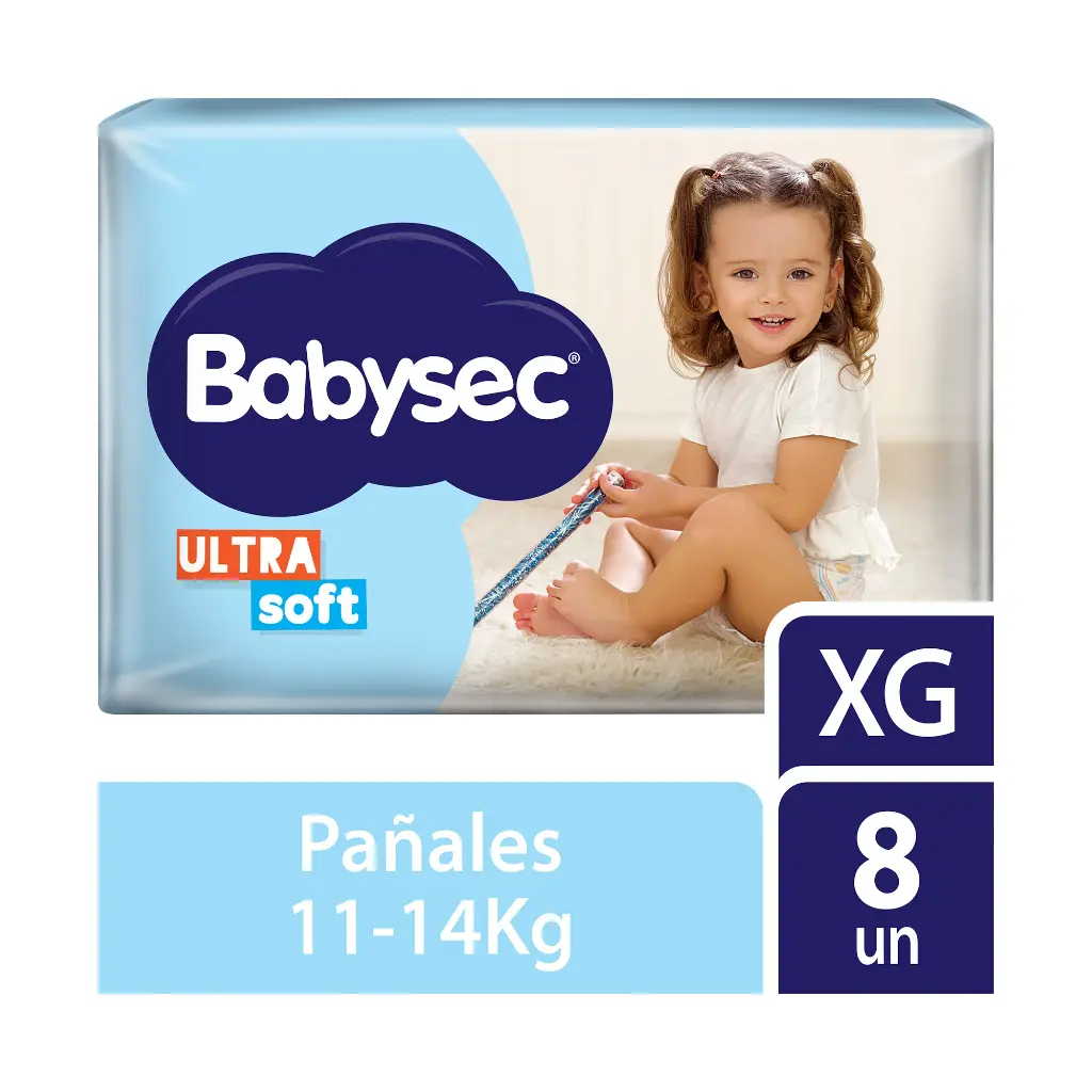 PAÑALES BABYSEC ULTRA SOFT XXG 8UN