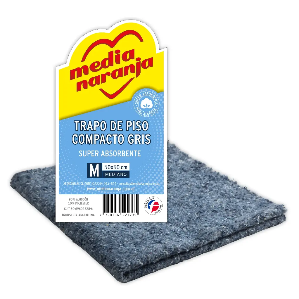 TRAPO DE PISO MEDIA NARANJA GRIS COMPACTO