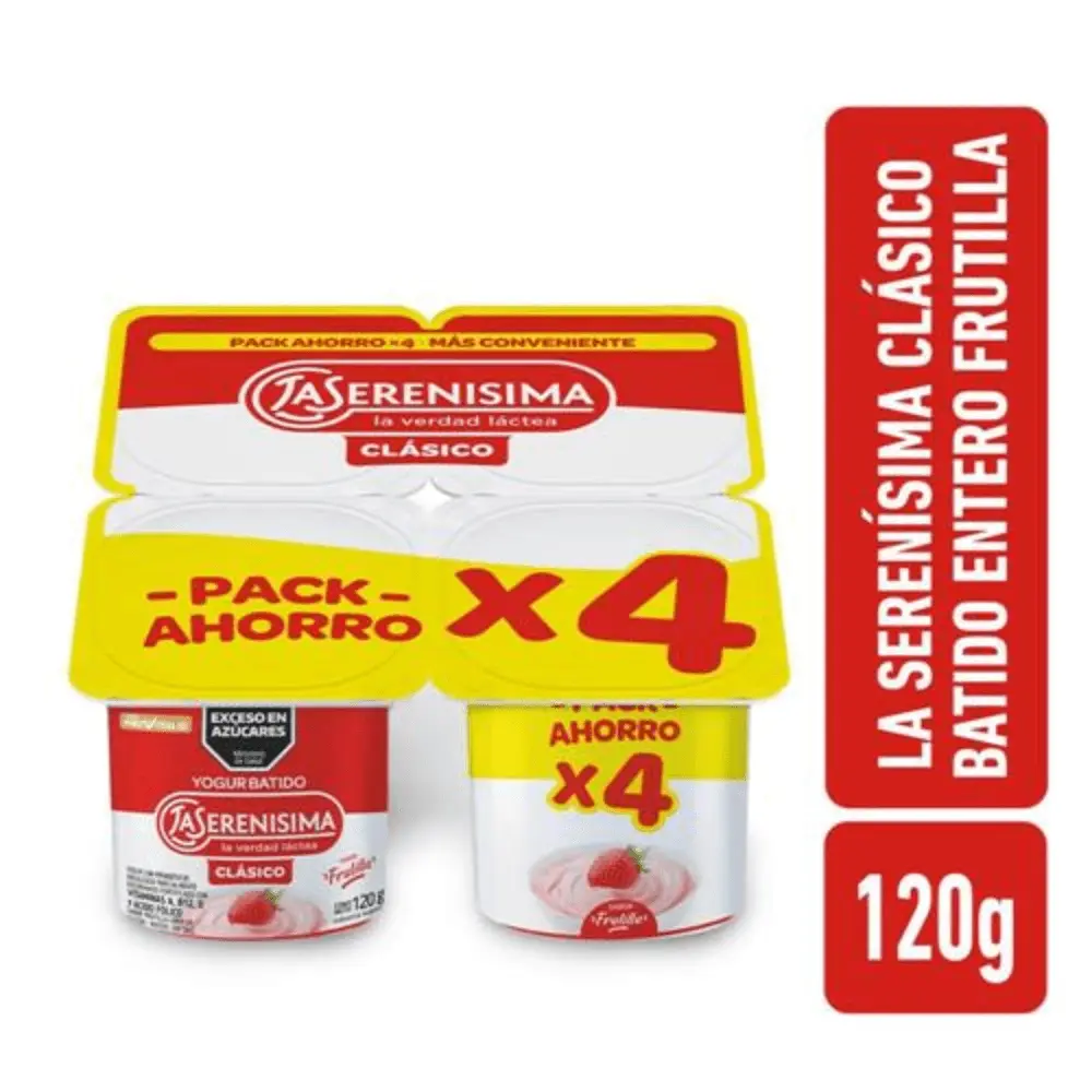 YOGUR SERENISIMA CLASICO BATIDO FRUTILLA PACK4