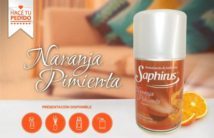 AROMATIZANTE DE AMBIENTE EN AEROSOL SAPHIRUS NARANJA PIMIENTA 280 ML 