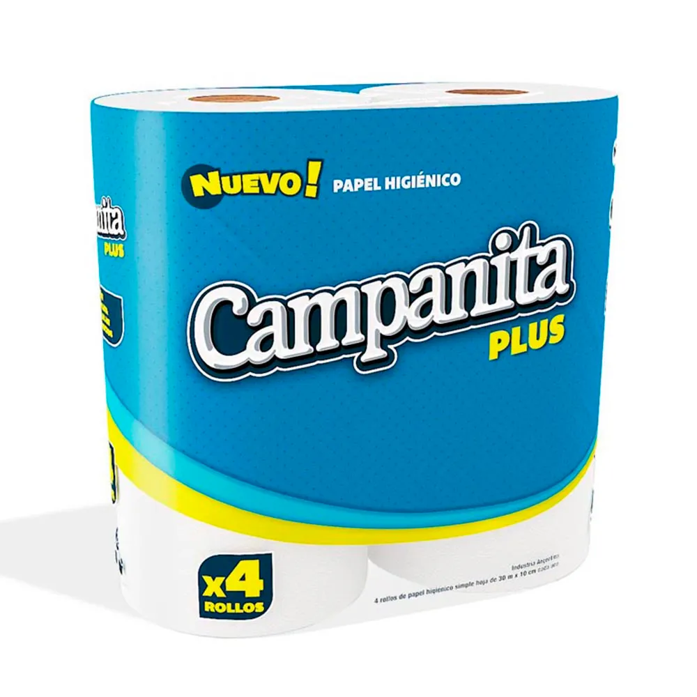 PAPEL HIGIENICO CAMPANITA X4 30M PLUS
