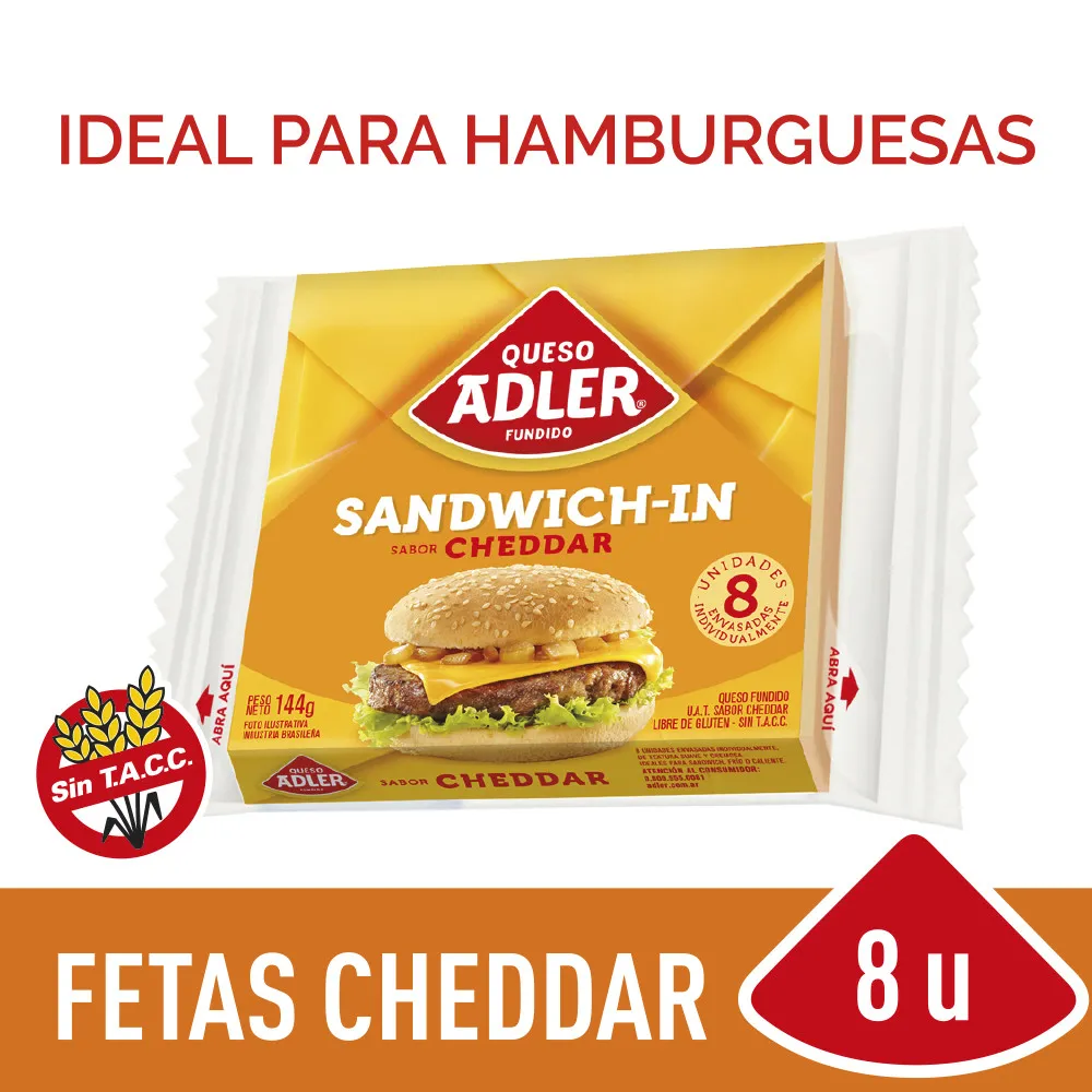 QUESO CHEDDAR EN FETAS ADLER SANDWICH IN