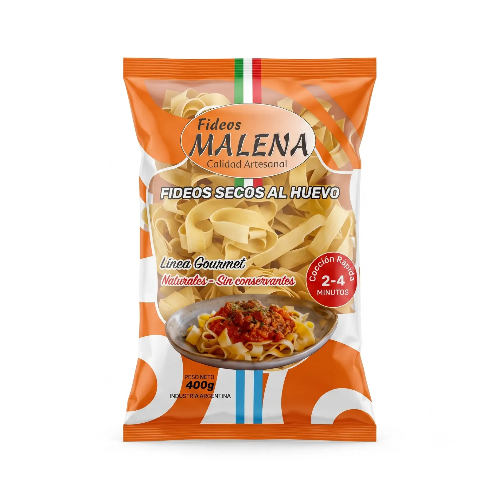 FIDEOS SECOS AL HUEVO MALENA CINTA ANCHA 400GR