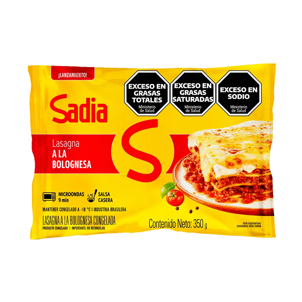 LASAGNA CONGELADA SADIA BOLOGNESA 350GR