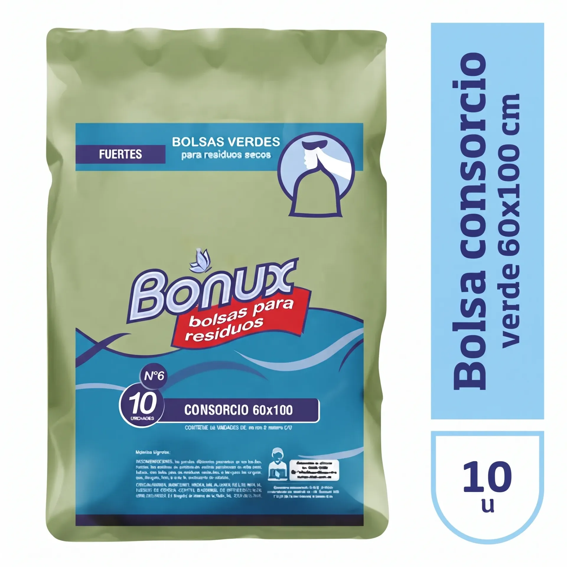BOLSA DE CONSORCIO BONUX VERDE 60X100 10UN