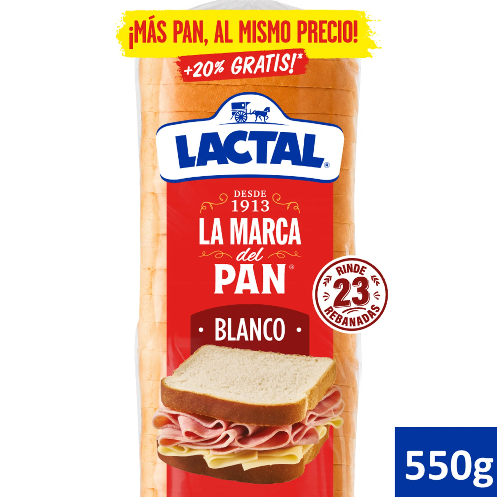 PAN BLANCO EN RODAJAS FINAS LACTAL 550GR