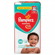 PAÑALES PAMPERS SUPERSEC PLUS 8 XXG