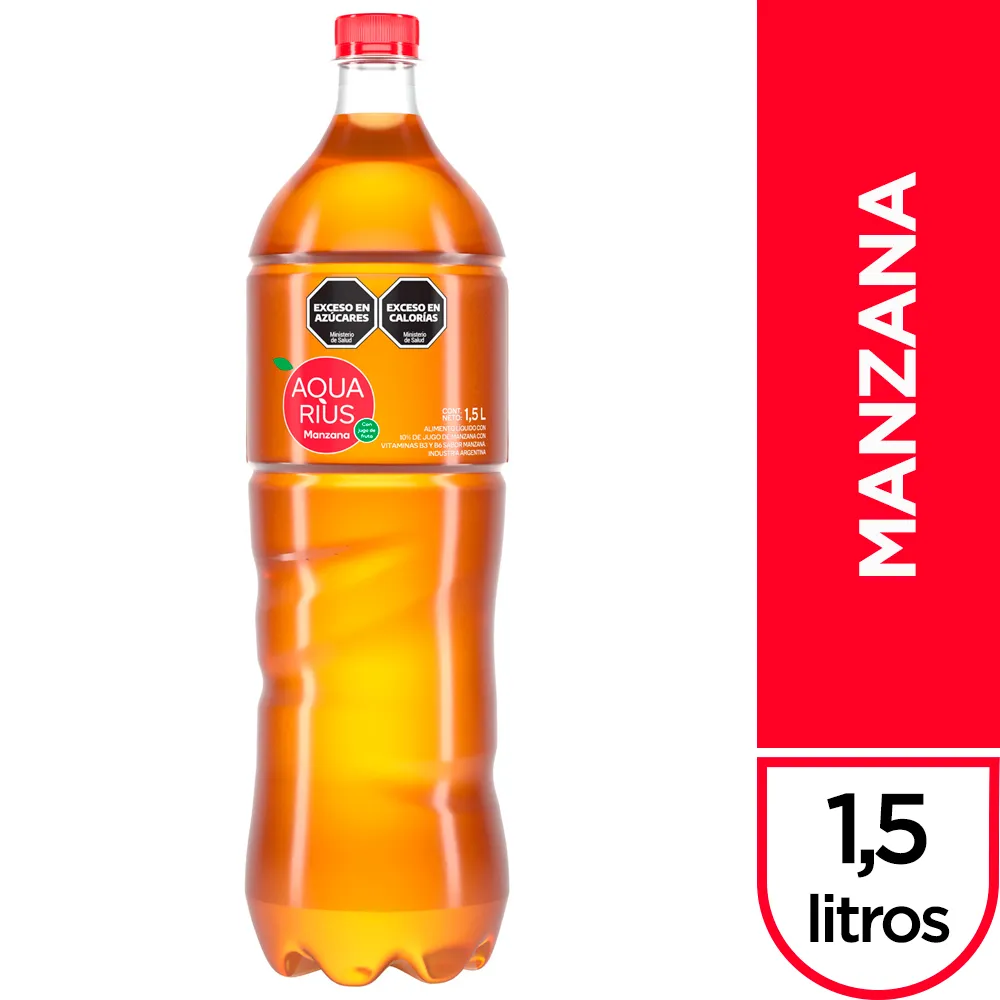 AGUA SABORIZADA AQUARIUS MANZANA 1,5L