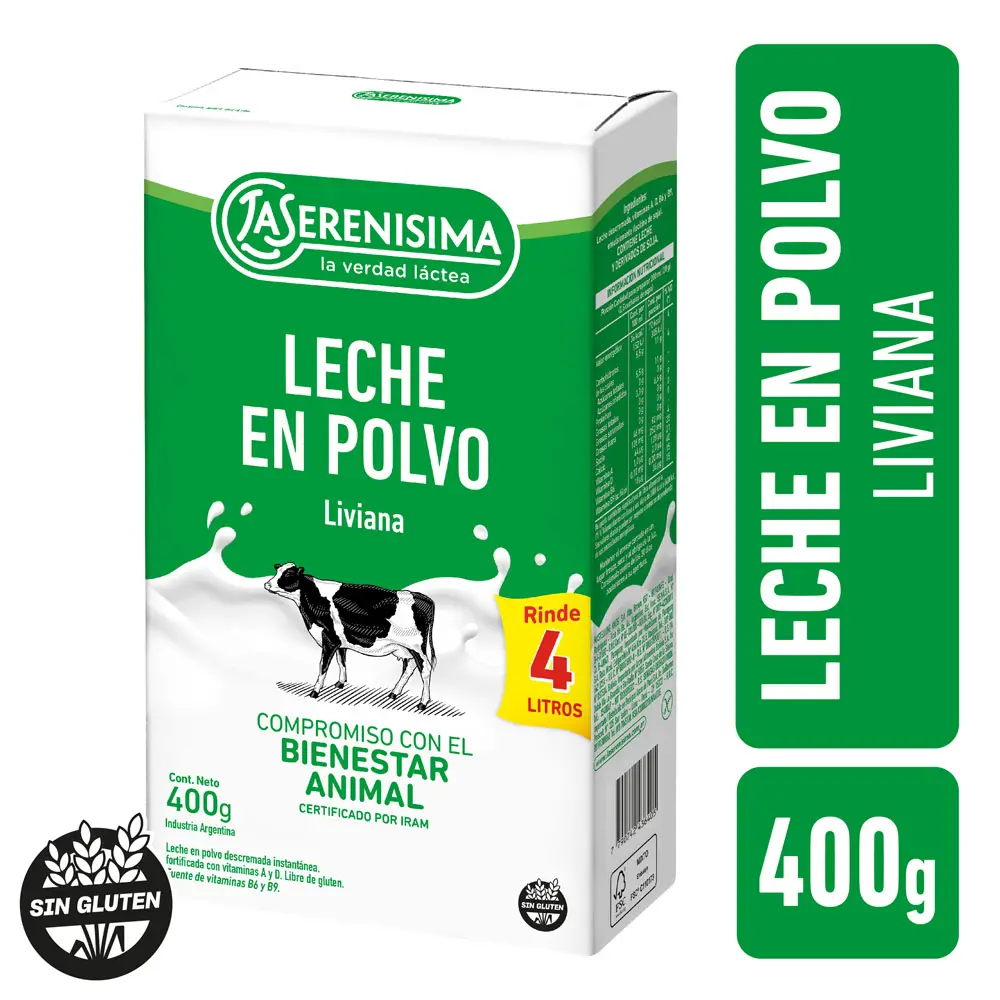 LECHE EN POLVO DESCREMADA LA SERENISIMA 400GR