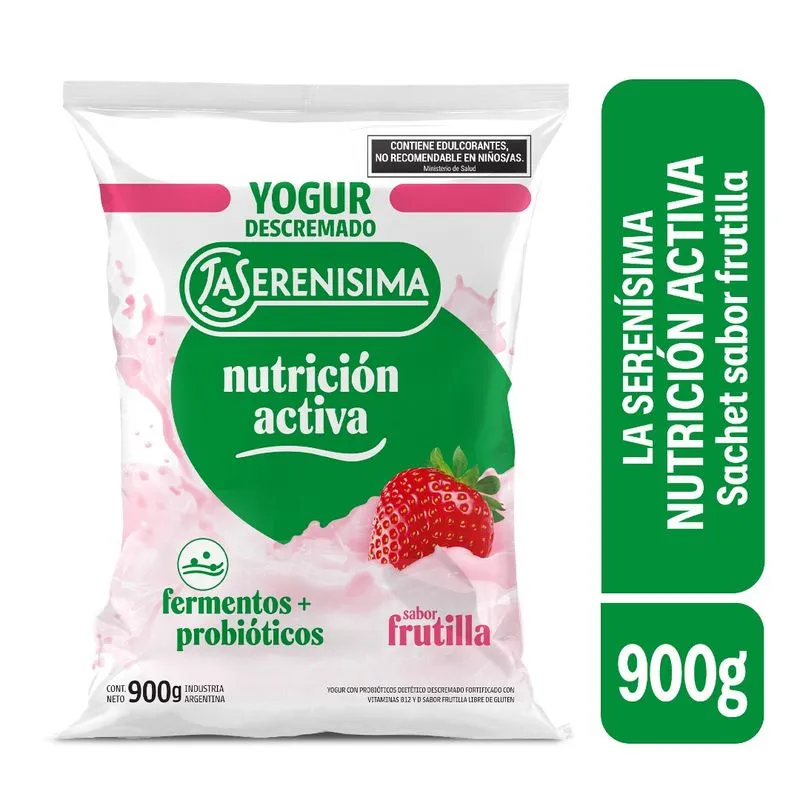 YOGURT BEBIBLE LA SERENISIMA DESCREMADO FRUTILLA  NUTRICION ACTIVA 900ML
