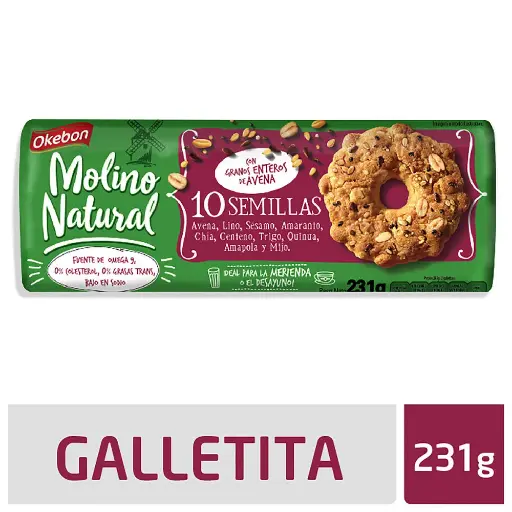 GALLETITAS AVENA MOLINO NATURAL 10 SEMILLAS 231GR