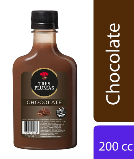 LICOR 3 PLUMAS CHOCOLATE 200CC