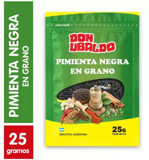 PIMIENTA NEGRA EN GRANO DON UBALDO 25GR