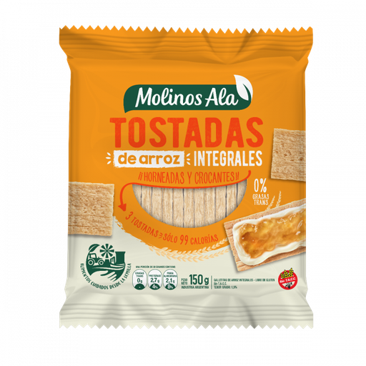 TOSTADAS DE ARROZ MOLINOS ALA INTEGRAL 150GR