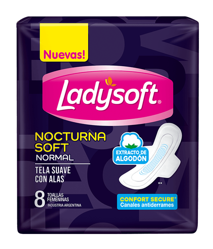 TOALLITAS FEMENINAS LADYSOFT NOCTURAS ALOE C/ALAS 8UN