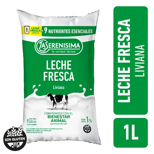 LECHE DESCREMADA SERENISIMA 1% SACHET 1L