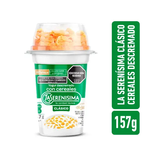 YOGURT DESCREMADO CLASICO LA SERENISIMA CON CEREALES 157GR
